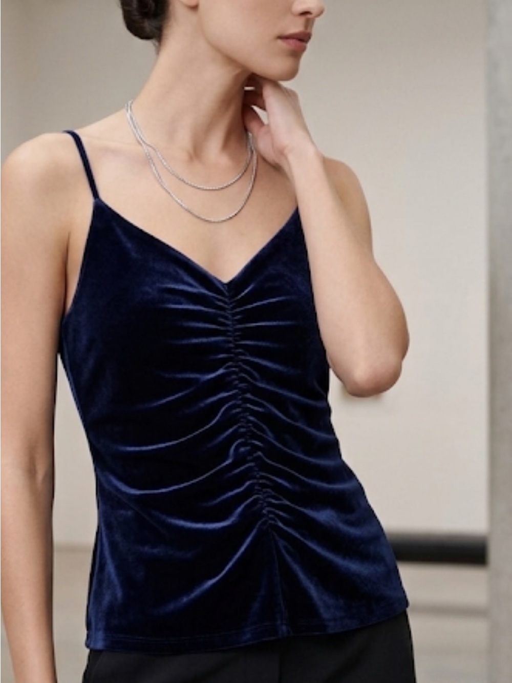 Armani Collezioni Navy Velvet Tank Top Size 10